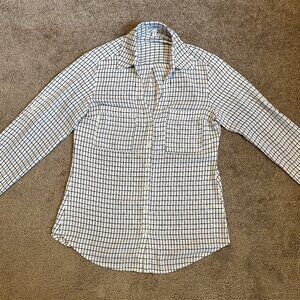 EXPRESS Slim Fit Windowpane Print Portofino Shirt, Black & White, Size XS